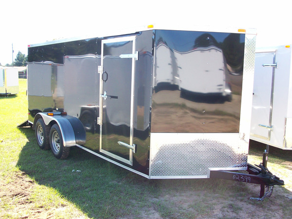 7x16 Budget Tandem Axle V Nose Enclosed Cargo Trailers For Sale